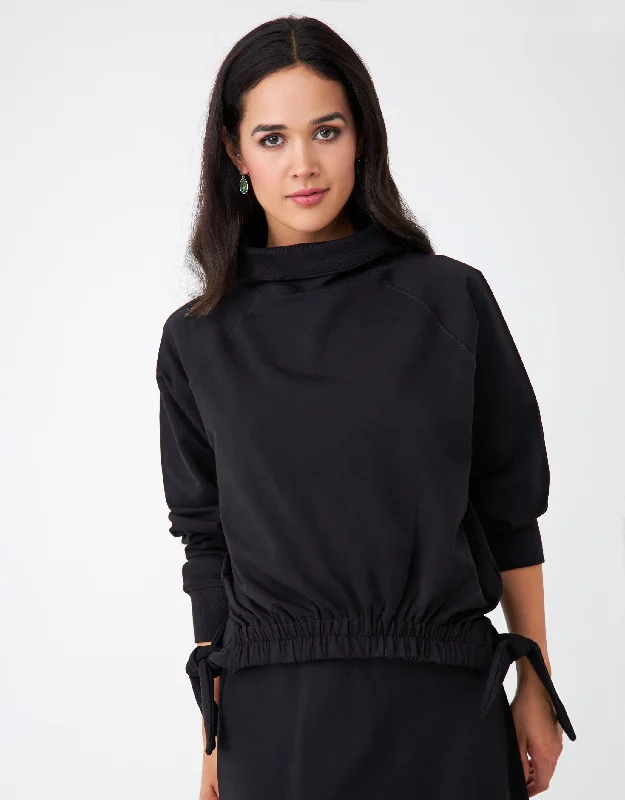Jacquard - patterned men's robes for a stylish appearanceOversized French Terry Top with Ties Black
