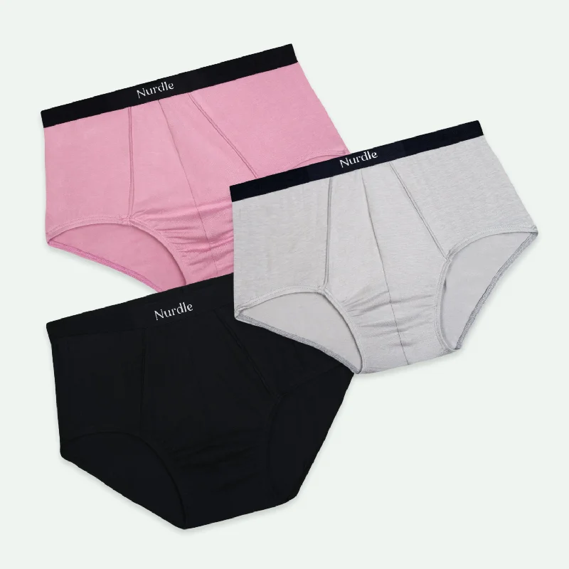 Vintage - style men's briefs for a retro lookPack of 3 - Ethan Briefs - Kids Boy Age 3-10 Years (Cotton Candy, Obsidian Black, Misty Grey) Vintage - style men's briefs for a retro lookPack of 3 - Ethan Briefs - Kids Boy Age 3-10 Years (Cotton Candy, Obsidian Black, Misty Grey)