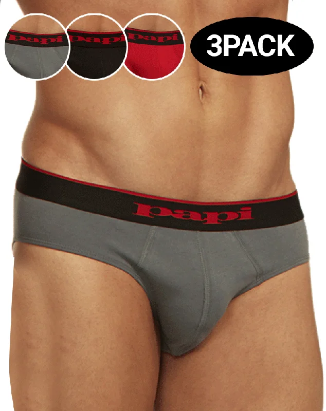 Men's briefs with a double - layer pouch for extra protectionPapi 980403-950 3-Pack Cotton Stretch Brief 1 Black, 1 Gray, 1 Red Men's briefs with a double - layer pouch for extra protectionPapi 980403-950 3-Pack Cotton Stretch Brief 1 Black, 1 Gray, 1 Red