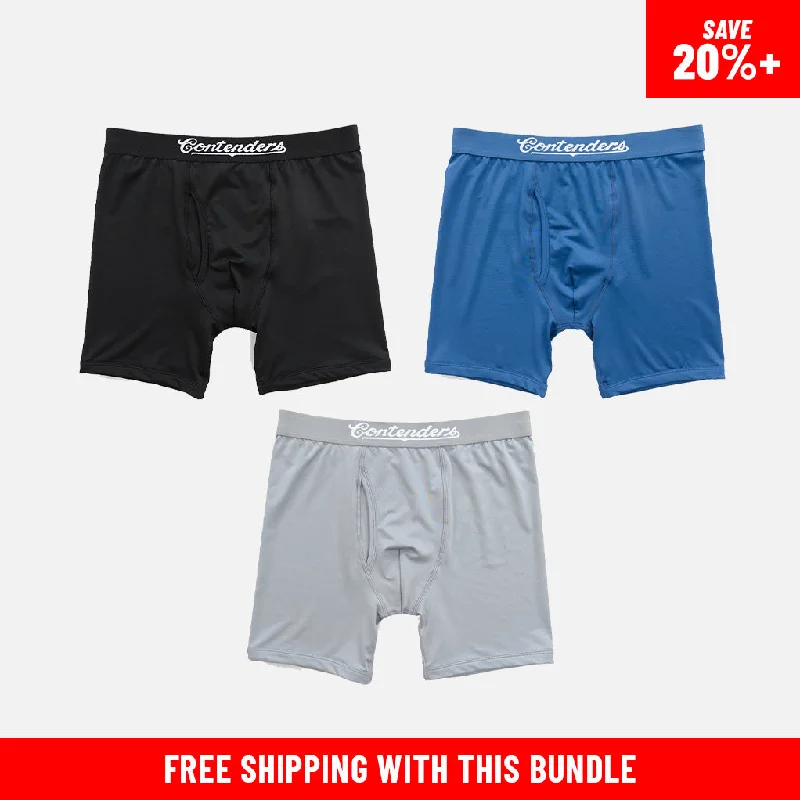 Printed men's boxer briefs with fun designsPERFORMANCE BASICS 3 PACK