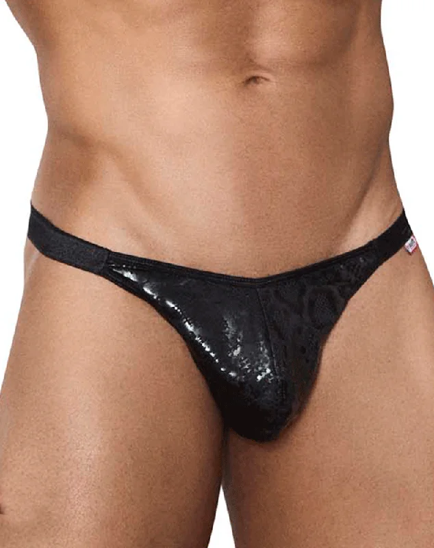 Elastic - banded men's thongs for a secure fitPikante 1401 Born Thongs Black