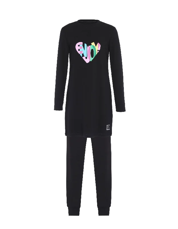 Beach - themed men's robes for a vacation vibePima Cotton Enjoy Pinks Kids Tunic Pajamas Legging Set Black Beach - themed men's robes for a vacation vibePima Cotton Enjoy Pinks Kids Tunic Pajamas Legging Set Black