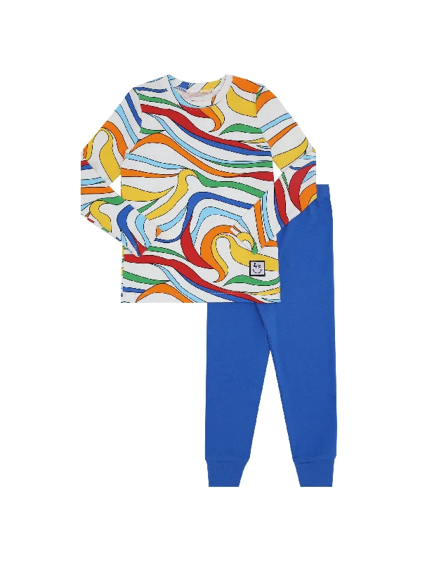 Short - style men's robes for a modern lookPima Cotton Kaleidoscope Kids Pajamas Legging Playwear Set Blue Combo Short - style men's robes for a modern lookPima Cotton Kaleidoscope Kids Pajamas Legging Playwear Set Blue Combo