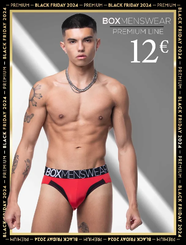 Men's briefs with a supportive pouch designPrince Fit Briefs - Red & Black