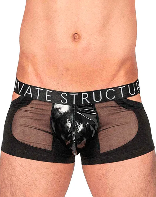 Private Structure Lcut4420 Alpha Low Waist Mesh Back Jockstrap Trunks Black