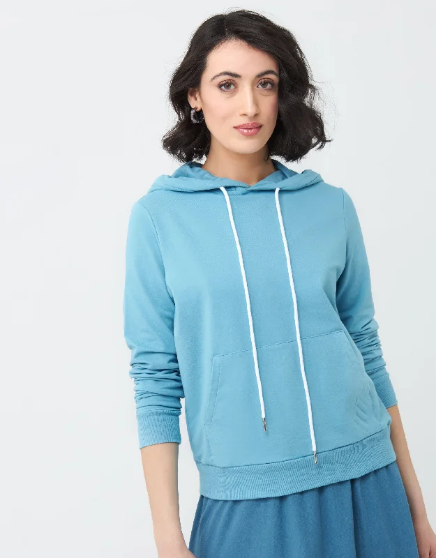 Short - style men's robes for a modern lookPull On Kanga Hoodie Teal