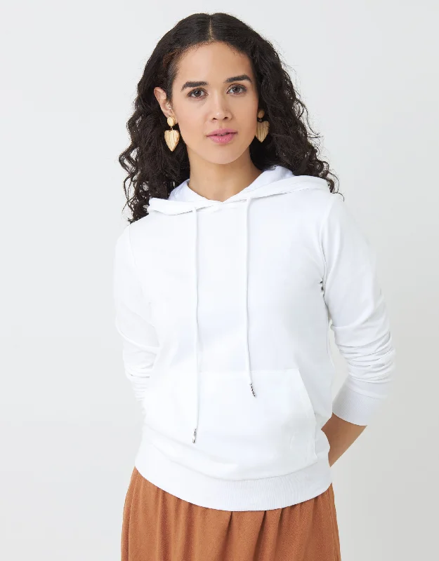 Jacquard - patterned men's robes for a stylish appearancePull On Kanga Hoodie White