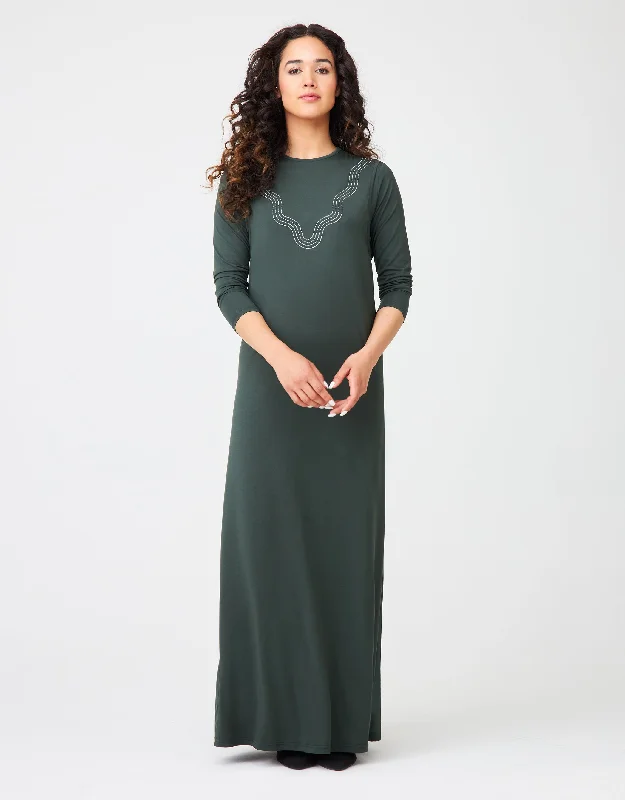 Cotton men's robes with a classic shawl collarPull On Layered Nursing Nightgown with Contrast Stitched Waves Hunter Cotton men's robes with a classic shawl collarPull On Layered Nursing Nightgown with Contrast Stitched Waves Hunter
