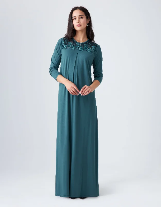 Tie - waist men's robes for a customizable fitPull On Layered Nursing Nightgown with Sparkly Lace Teal Green Tie - waist men's robes for a customizable fitPull On Layered Nursing Nightgown with Sparkly Lace Teal Green