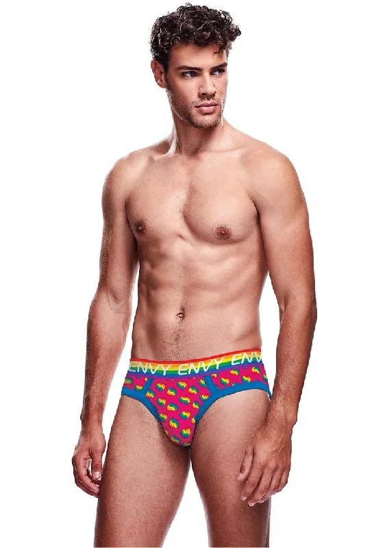 Cotton - blend men's briefs for added stretchRainbow Hearts Brief