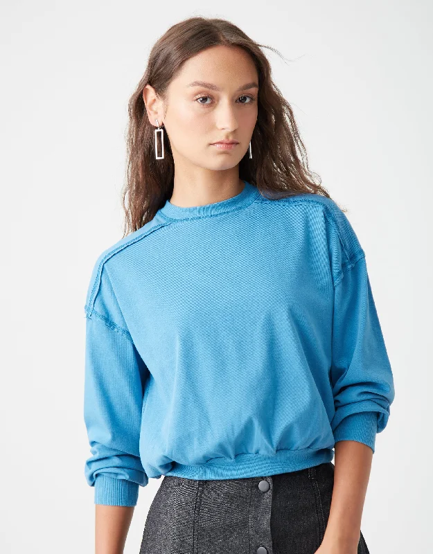 Beach - themed men's robes for a vacation vibeRaw Edged Bubble Sweatshirt Aqua