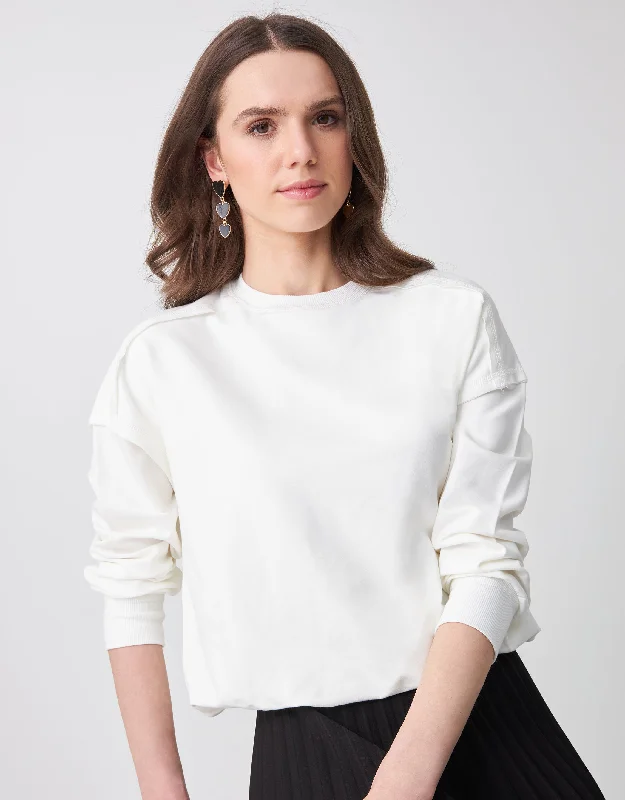 Embroidered men's robes for a touch of eleganceRaw Edged Jersey Bubble Crew Top Ivory Embroidered men's robes for a touch of eleganceRaw Edged Jersey Bubble Crew Top Ivory