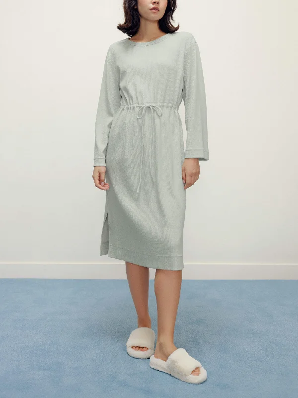 Water - resistant men's robes for post - shower useRibbed Drawstring Waist Dress