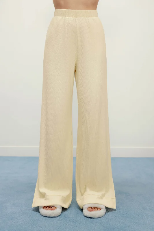 Short - style men's robes for a modern lookRibbed Wide Leg Pants