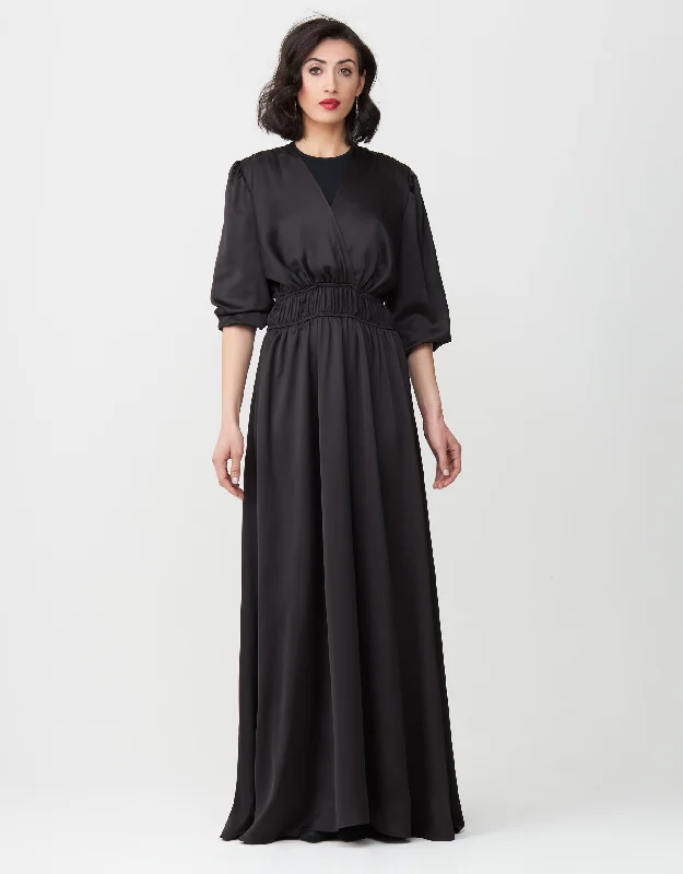 Men's robes with a satin trim for added sophisticationSatin Long Sleeve Lined Mock Wrap Maxi Dress Shabbos Robe Men's robes with a satin trim for added sophisticationSatin Long Sleeve Lined Mock Wrap Maxi Dress Shabbos Robe