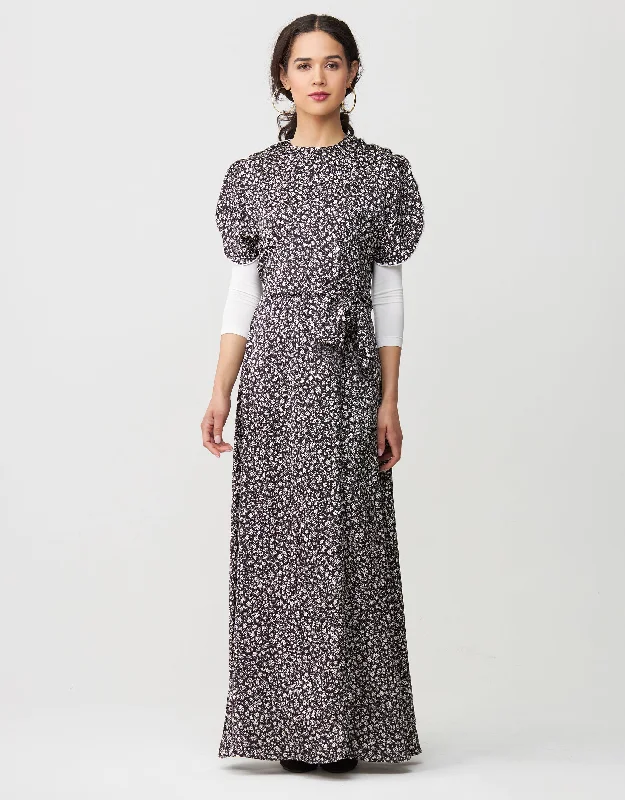 Luxury men's silk robes for a spa - like experienceSatin Petal Sleeve Maxi Dress Shabbos Robe with Side Zip and Enclosed Self Tie Blk Floral Luxury men's silk robes for a spa - like experienceSatin Petal Sleeve Maxi Dress Shabbos Robe with Side Zip and Enclosed Self Tie Blk Floral
