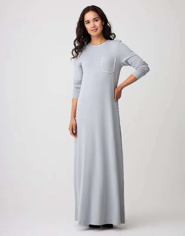 Fleece men's robes for cozy winter nights at homeSatin Trimmed Nightgown with Pocket Gray Ivory Fleece men's robes for cozy winter nights at homeSatin Trimmed Nightgown with Pocket Gray Ivory