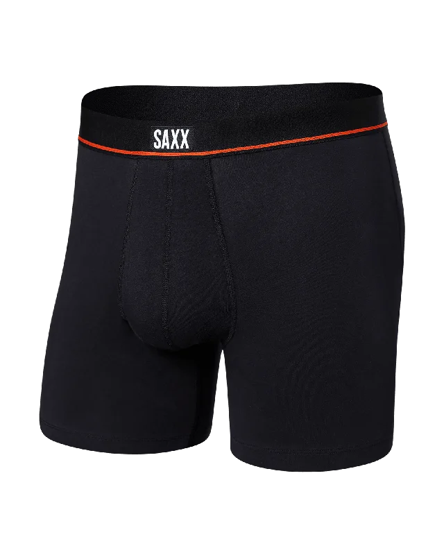 Tag - less men's boxer briefs to prevent irritationSaxx Non-Stop Stretch Cotton Boxer Brief Fly - Black Tag - less men's boxer briefs to prevent irritationSaxx Non-Stop Stretch Cotton Boxer Brief Fly - Black