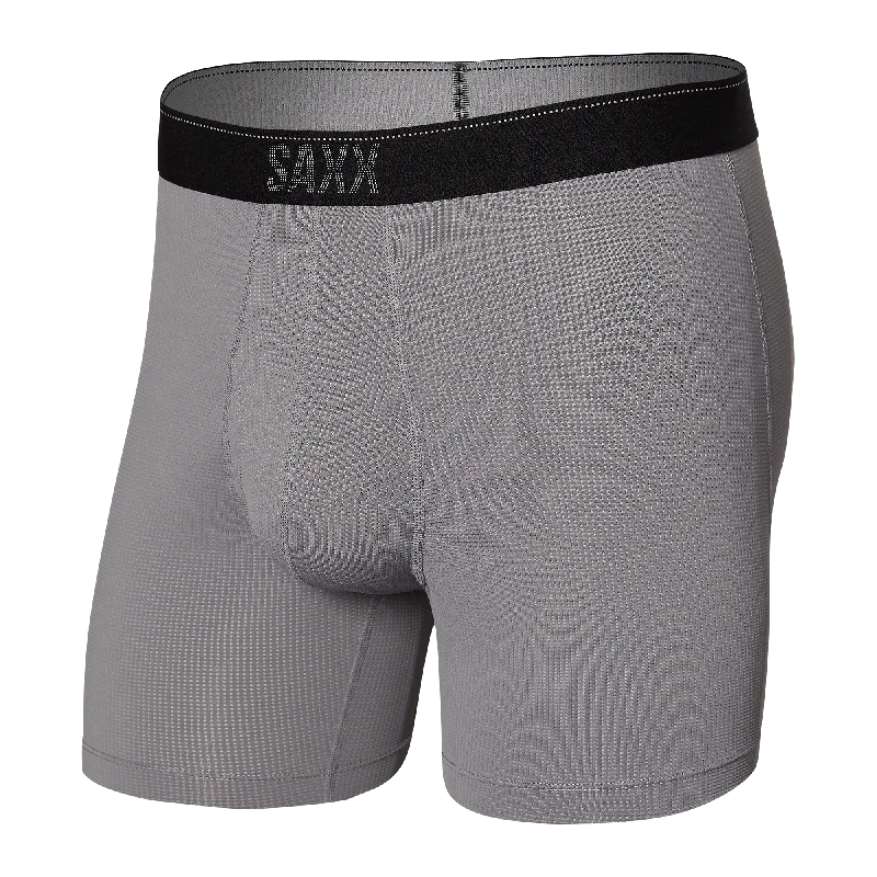 Men's boxer briefs with a contoured pouch for comfortSaxx Quest Quick Dry Mesh Boxer Brief Fly - Dark Charcoal Men's boxer briefs with a contoured pouch for comfortSaxx Quest Quick Dry Mesh Boxer Brief Fly - Dark Charcoal