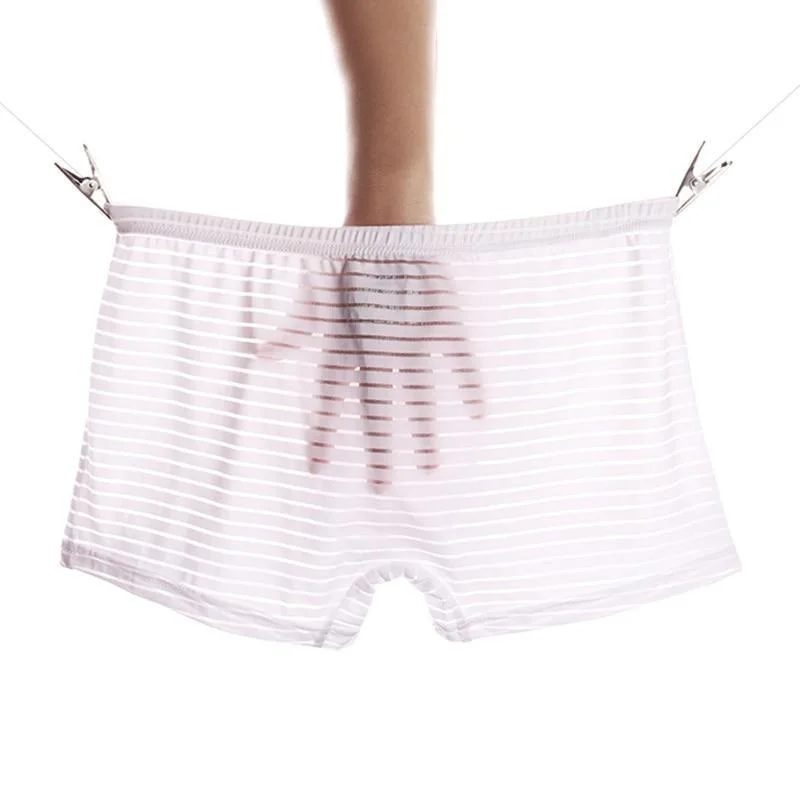 Stretch - fabric men's boxer briefs for a flexible fitSilky Sheer Striped Boxers
