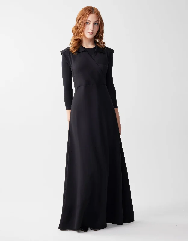Men's robes made from sustainable materialsSleeveless Ponte Crossover Maxi Dress Shabbos Robe With Breast Pocket