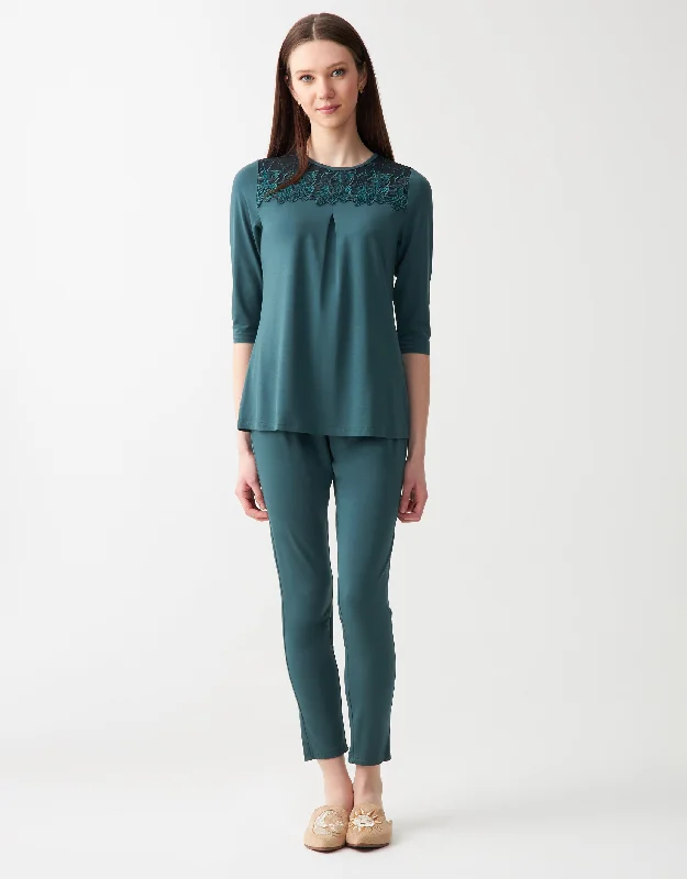 Hooded men's robes for extra warmth and comfortSoft Pajama Legging Set with Sparkly Lace Teal Green Hooded men's robes for extra warmth and comfortSoft Pajama Legging Set with Sparkly Lace Teal Green
