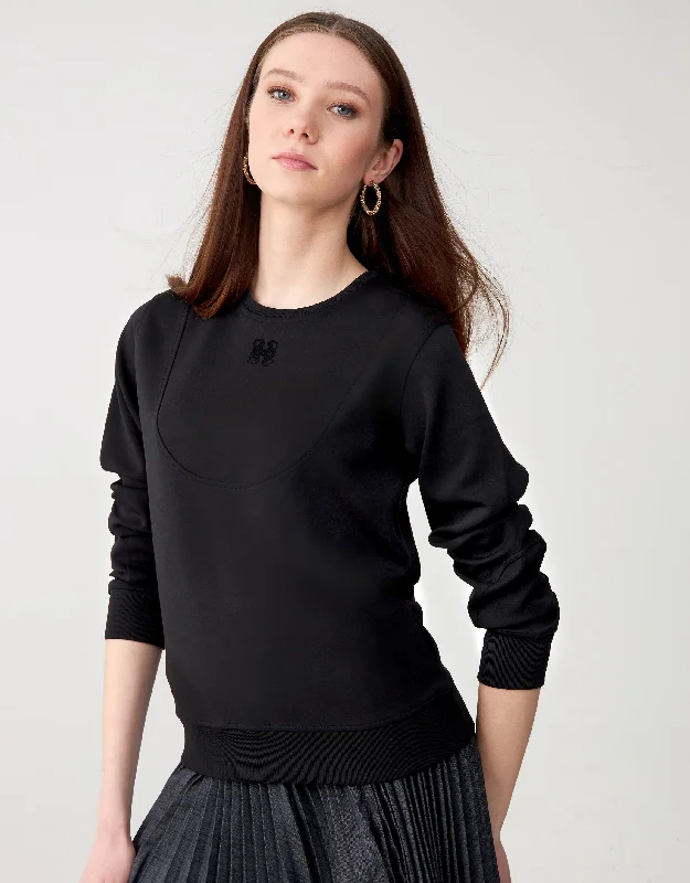 Men's robes with multiple pockets for convenienceSuperSoft Jersey Scoop Stitch Top with Flocked Logo Black