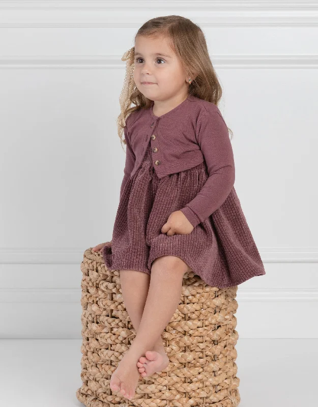 Waffle - weave men's robes for a textured feelToddler Girl Corduroy Playwear Set with Matching Cardigan Eggplant