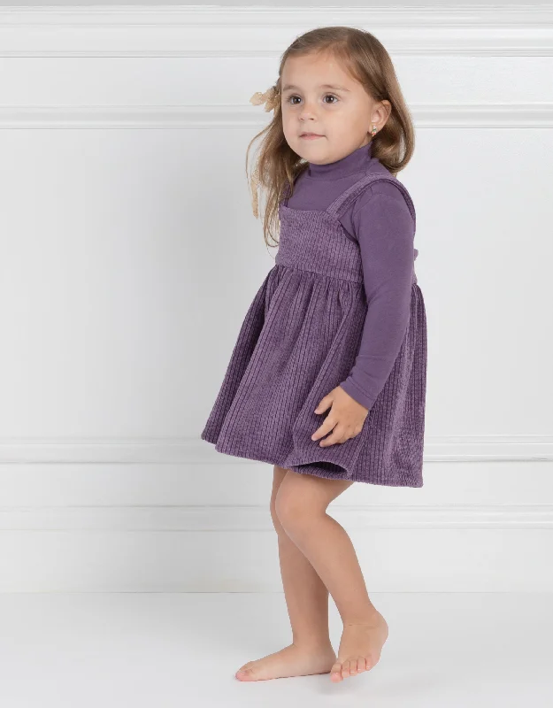 Water - resistant men's robes for post - shower useToddler Girl Corduroy Playwear Set with Matching Turtleneck Purple