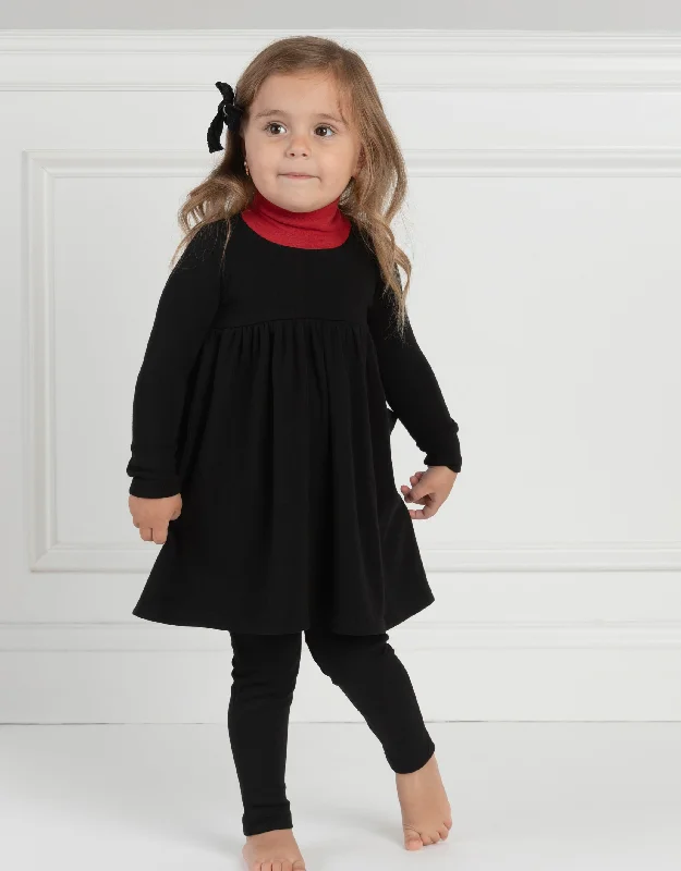 Loungewear - style men's robes for casual daysToddler Girl Playwear Dress with Contrast Turtleneck Black Red