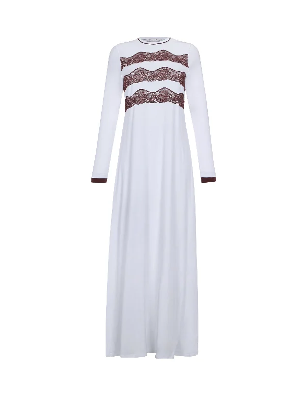 Loungewear - style men's robes for casual daysTriple Lace Pull On Nightgown White Mocha Loungewear - style men's robes for casual daysTriple Lace Pull On Nightgown White Mocha