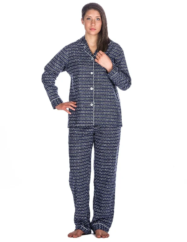 Hooded men's robes for extra warmth and comfortRealxed Fit Womens 100% Cotton Flannel Pajama Sleepwear Set - Hearts Blue