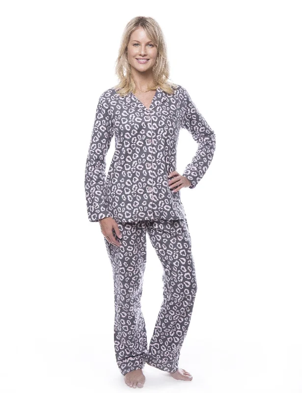 Jacquard - patterned men's robes for a stylish appearanceWomen's 100% Cotton Flannel Pajama Sleepwear Set - Jaguar Grey/Pink Jacquard - patterned men's robes for a stylish appearanceWomen's 100% Cotton Flannel Pajama Sleepwear Set - Jaguar Grey/Pink