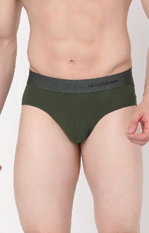 Men's briefs with a lace trim for a touch of flairMen Premium Cotton Blend Brief Pack Of 1- Underjeans By Spykar