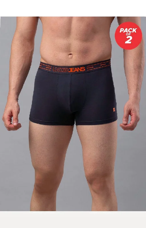 Men Premium Cotton Blend Trunk Pack Of 2- Underjeans By Spykar