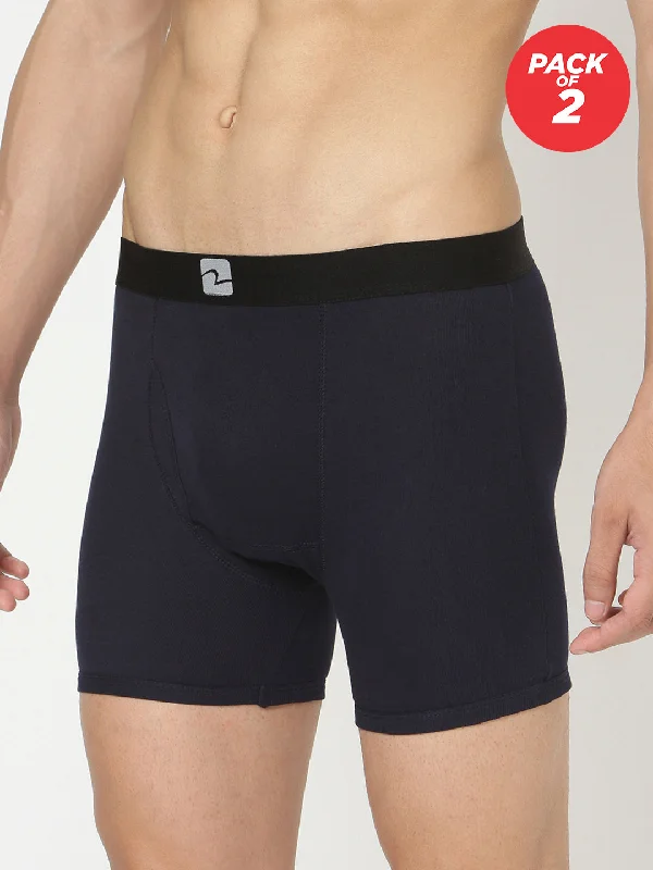 Solid - color men's trunks in various shadesNavy Cotton Trunk For Men Premium (Pack Of 2)- Underjeans By Spykar