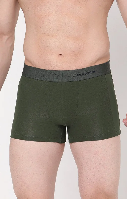 Underjeans By Spykar Men Green Solid Trunks