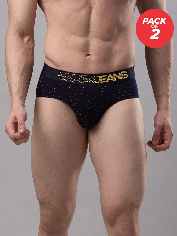 Antimicrobial men's briefs for hygieneUnderjeans By Spykar Men Premium Cotton Blend Navy Brief - (Pack Of 2)