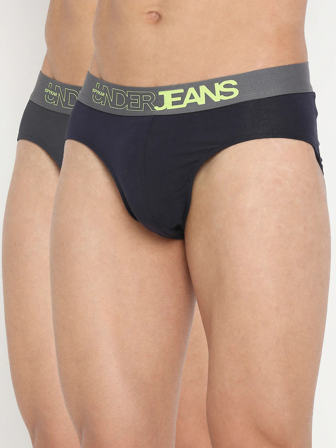 Men's briefs with a lace trim for a touch of flairUnderjeans By Spykar Men Premium Assorted Cotton Blend Brief Pack Of 2 Men's briefs with a lace trim for a touch of flairUnderjeans By Spykar Men Premium Assorted Cotton Blend Brief Pack Of 2
