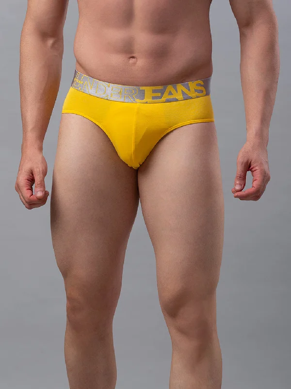 Vintage - style men's briefs for a retro lookUnderjeans By Spykar Men Premium Cotton Blend Yellow Brief Vintage - style men's briefs for a retro lookUnderjeans By Spykar Men Premium Cotton Blend Yellow Brief
