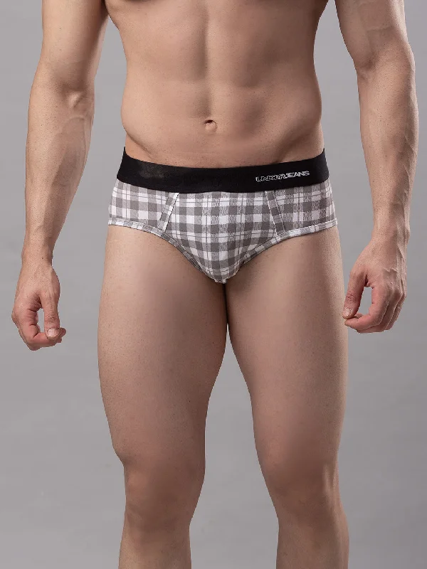 Full - back men's briefs for maximum coverageMen Premium Cotton Blend White-Check Brief- Underjeans By Spykar Full - back men's briefs for maximum coverageMen Premium Cotton Blend White-Check Brief- Underjeans By Spykar