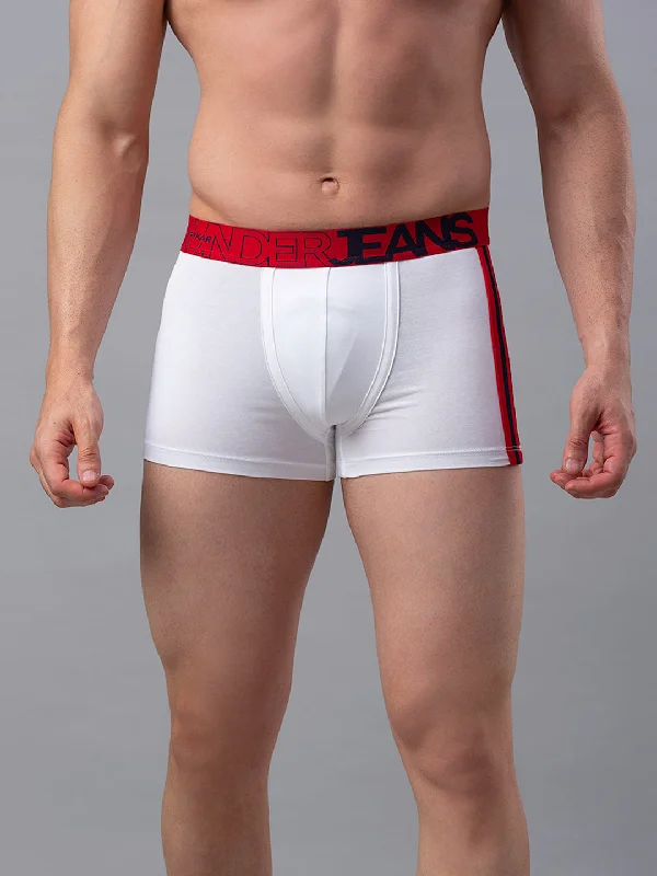 Men Premium White-Red Cotton Blend Trunk- Underjeans By Spykar