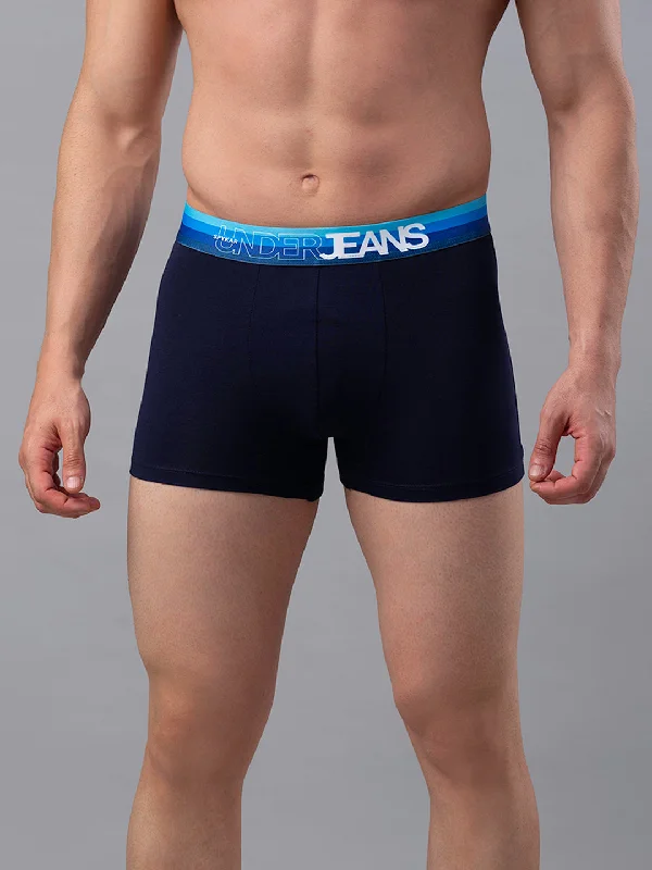 Soft - touch men's trunks for a gentle feelMen Premium Navy-Blue Cotton Blend Trunk- Underjeans By Spykar Soft - touch men's trunks for a gentle feelMen Premium Navy-Blue Cotton Blend Trunk- Underjeans By Spykar