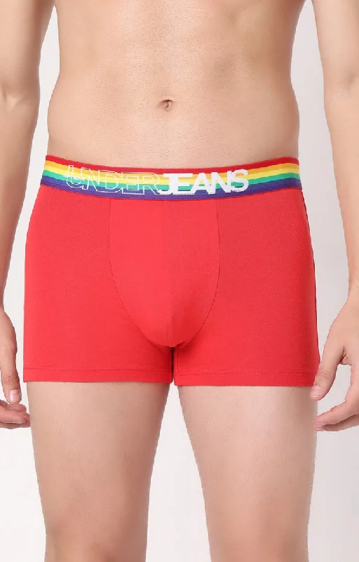 Solid - color men's trunks in various shadesMen Premium Red Multi Cotton Blend Trunk- Underjeans By Spykar Solid - color men's trunks in various shadesMen Premium Red Multi Cotton Blend Trunk- Underjeans By Spykar
