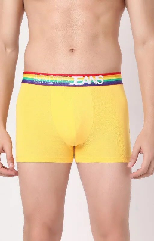Tag - less men's trunks for irritation - free comfortMen Premium Yellow Multi Cotton Blend Trunk- Underjeans By Spykar Tag - less men's trunks for irritation - free comfortMen Premium Yellow Multi Cotton Blend Trunk- Underjeans By Spykar