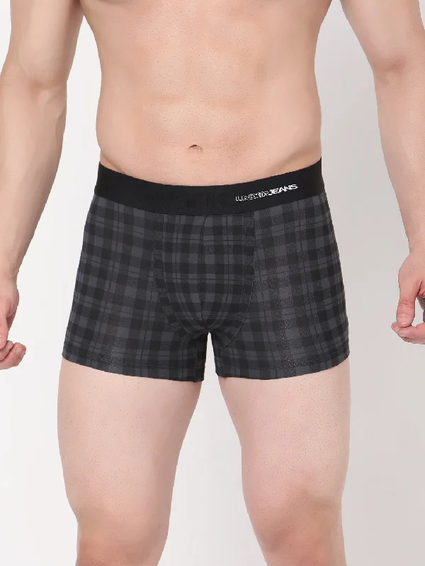 Athletic - grade men's trunks for sportsMen Premium Black-Check Cotton Blend Trunk- Underjeans By Spykar Athletic - grade men's trunks for sportsMen Premium Black-Check Cotton Blend Trunk- Underjeans By Spykar