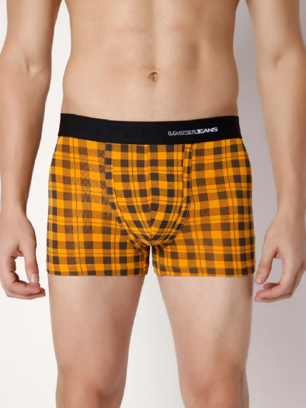 Patterned men's trunks, like camo or dotsMen Premium Orange Check Cotton Blend Trunk- Underjeans By Spykar Patterned men's trunks, like camo or dotsMen Premium Orange Check Cotton Blend Trunk- Underjeans By Spykar