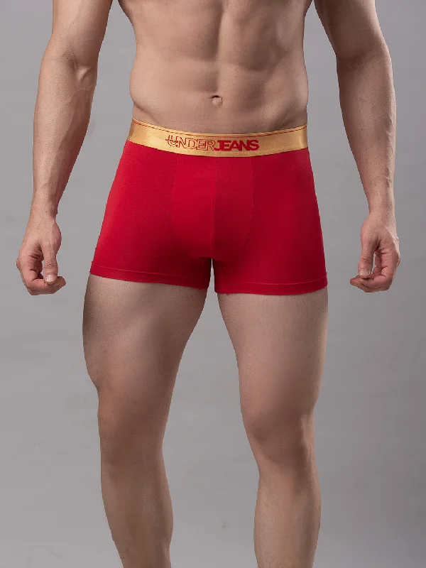 Organic men's trunks for an eco - conscious optionUnderjeans By Spykar Men Premium Red Cotton Blend Trunk Organic men's trunks for an eco - conscious optionUnderjeans By Spykar Men Premium Red Cotton Blend Trunk