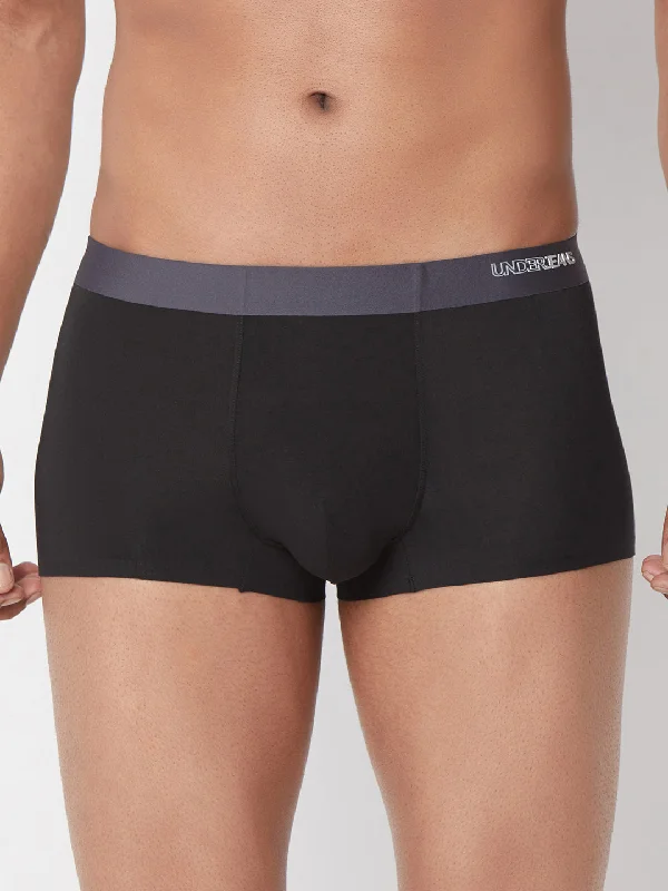 Men's trunks with a reinforced crotch areaMen Black Solid Super Premium Bonded Elastic Trunk - Underjeans By Spykar Men's trunks with a reinforced crotch areaMen Black Solid Super Premium Bonded Elastic Trunk - Underjeans By Spykar