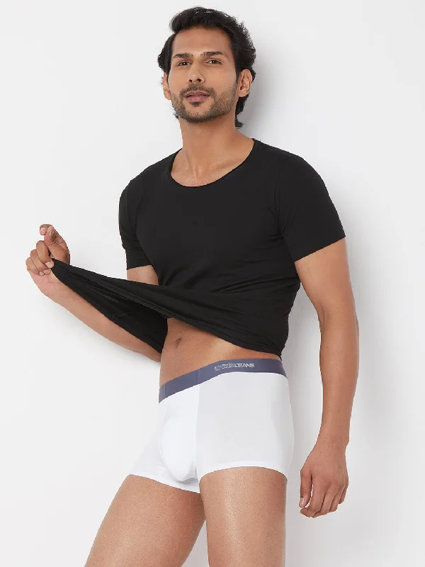 Athletic - grade men's trunks for sportsMen White Solid Super Premium Bonded Elastic Trunk- Underjeans By Spykar Athletic - grade men's trunks for sportsMen White Solid Super Premium Bonded Elastic Trunk- Underjeans By Spykar